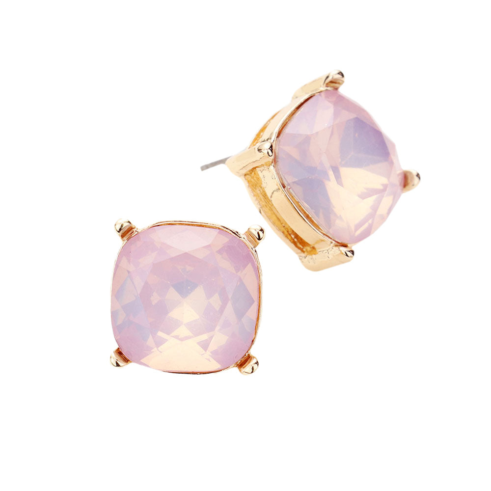 Opal Pink Square Stone Stud Earrings. Look like the ultimate fashionista with these Earrings! Add something special to your outfit this Valentine! Special It will be your new favorite accessory. Perfect Birthday Gift, Mother's Day Gift, Anniversary Gift, Graduation Gift, Prom Jewelry, Valentine's Day Gift, Thank you Gift.