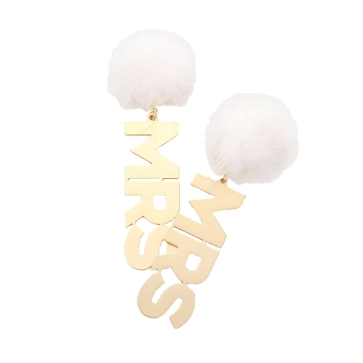 Pom Pom Metal Mrs Message Link Dangle Earrings are sure to be a hit! With their sparkly metal finish and pom-pom design, these statement earrings are sure to turn heads wherever you go! Perfect for bridal showers, bachelorette parties, engagement day, engagement parties, rehearsal dinner, gift for soon to be brides..