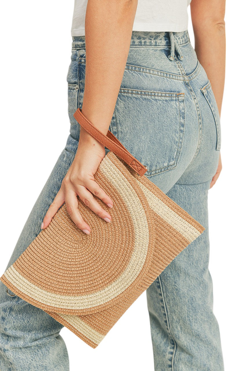 Straw Two Tone Envelope Crossbody Clutch Bag combines natural straw craftsmanship with a refined two-tone design for a sophisticated look. Its envelope shape offers organized storage, while the crossbody strap provides comfortable, hands-free wear. Lightweight and durable, this clutch is ideal for elevating both casual and formal ensembles with expert style and practicality.