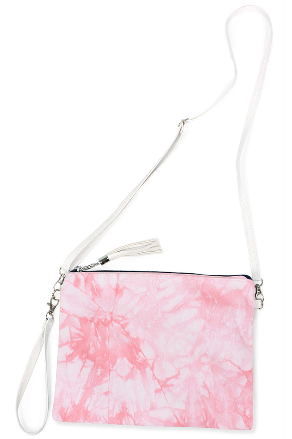 Tie Dye Print Crossbody Clutch Bag combines vibrant, artistic design with practical functionality. Expertly crafted, it features a distinctive tie-dye pattern that adds a bold statement to any outfit. Its crossbody strap offers comfortable, hands-free wear, while the compact clutch size provides just enough space for essentials. Perfect for those seeking a stylish yet convenient accessory for everyday use or special occasions.