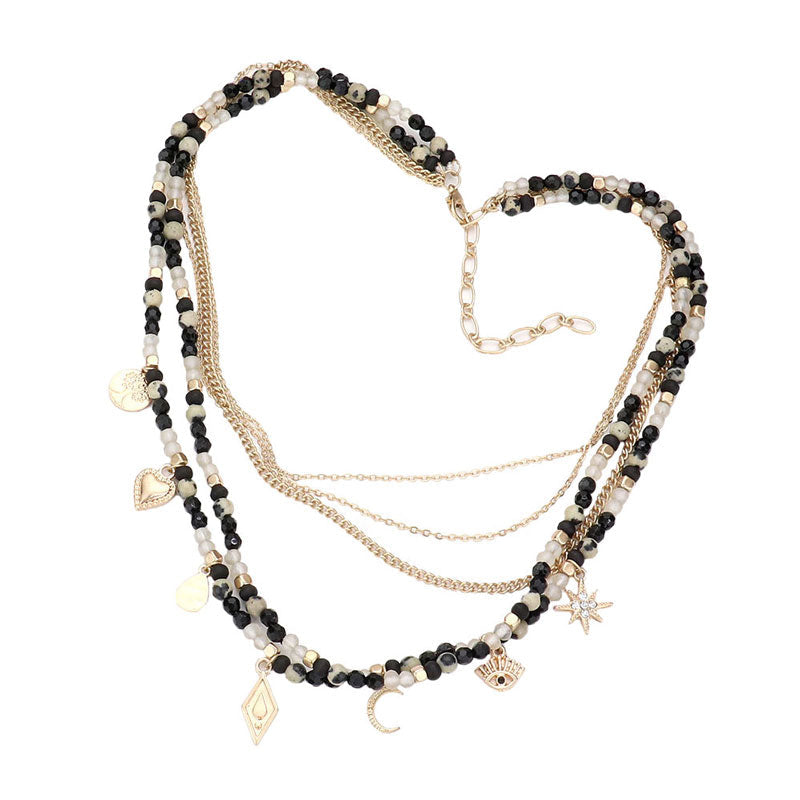 Black Tree of Life Heart Teardrop Crescent Moon Evil Eye North Star Pendant Station Multi Layered Necklace. Beautifully crafted design adds a gorgeous glow to any outfit. Jewelry that fits your lifestyle! Perfect Birthday Gift, Anniversary Gift, Mother's Day Gift, Anniversary Gift, Graduation Gift, Just Because Gift.