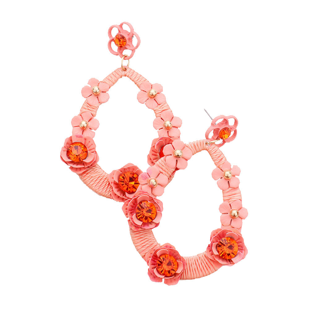 Flower Crystal Cluster Teardrop Earrings, add this charming statement earring stud, flower earring, bright centerpiece & light up any outfit with timeless elegance & feel absolutely flawless. Fabulous fashion & sleek style adds a pop of pretty color, coordinate with any ensemble from business casual to everyday wear.