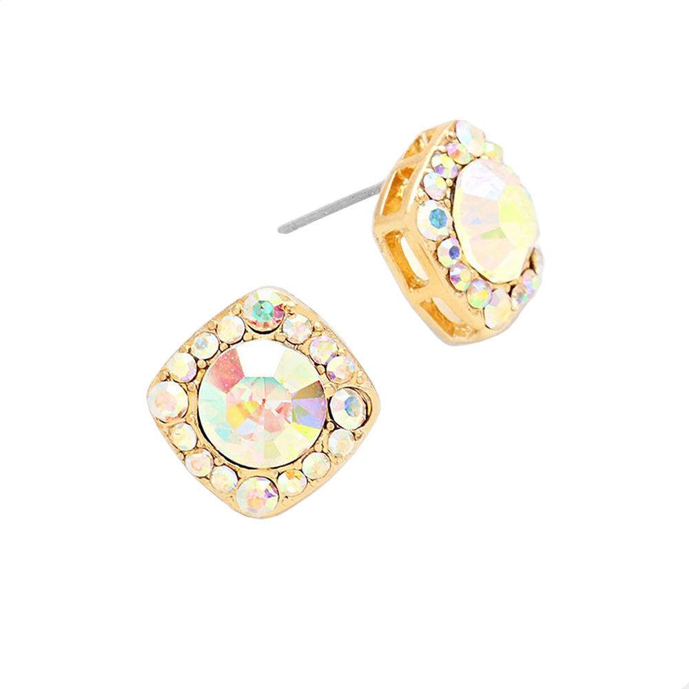AB Gold Round Glass Crystal Cut Quad Stud Earrings. Beautifully crafted design adds a gorgeous glow to any outfit. Jewelry that fits your lifestyle! Perfect Birthday Gift, Anniversary Gift, Mother's Day Gift, Anniversary Gift, Graduation Gift, Prom Jewelry, Just Because Gift, Thank you Gift.