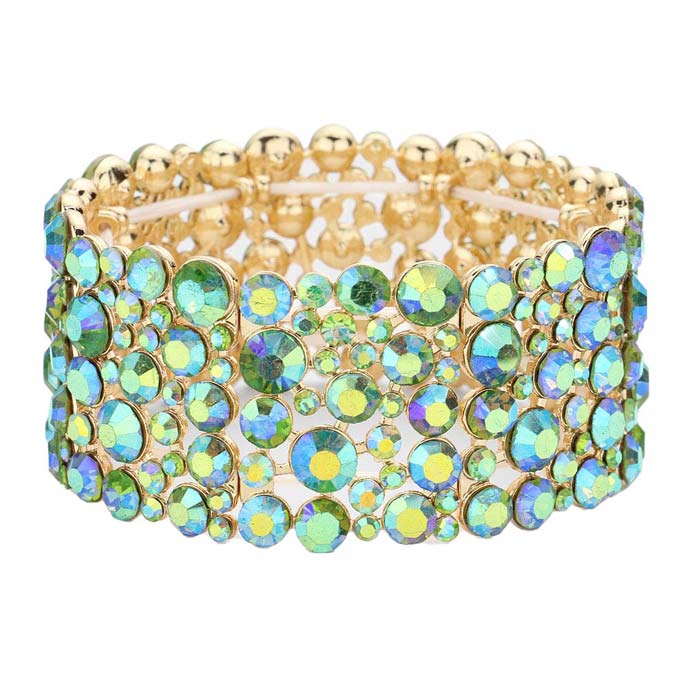 AB Green Bubble Round Stone Cluster Evening Stretch Bracelet, Get ready with these stretch Bracelets to receive the best compliments on any special occasion. Put on a pop of color to complete your ensemble and make you stand out on special occasions. Perfect for adding just the right amount of shimmer & shine and a touch of class to special events. This evening bracelet is just what you need to update your wardrobe. Perfect gift for Birthdays, Anniversaries, Mother's Day, Thank you, etc.