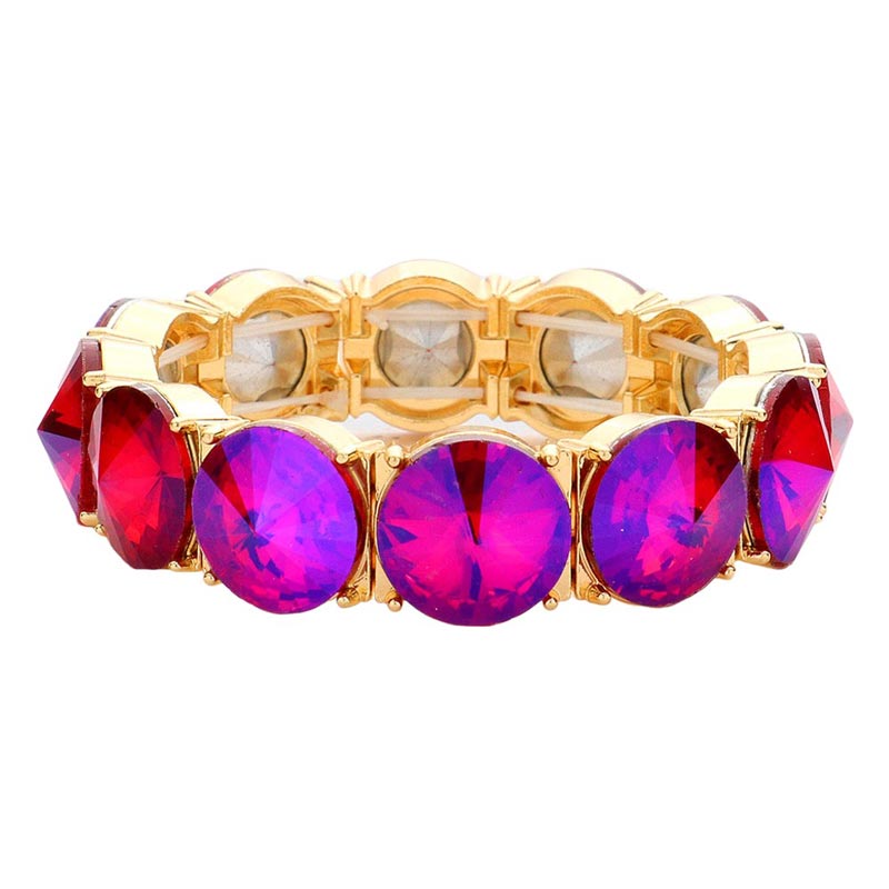 AB Purple Round Stone Stretch Evening Bracelet, These gorgeous stone pieces will show your class on any special occasion. Eye-catching sparkle, the sophisticated look you have been craving for! This Stone evening bracelet sparkles all around with its surrounding round stones, the stylish stretch bracelet that is easy to put on, and take off, and comfortable to wear. It looks so pretty, bright, and elegant on any special occasion.