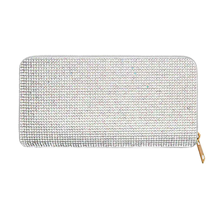 AB Silver Crystal Rhinestone Pave Zipper Wallet, look like the ultimate fashionista, beautiful Crystal Rhinestone Zipper Wallet. Perfect for money, credit cards, keys or coins and many more things, light and gorgeous. Versatile enough for carrying straight through the week, perfectly lightweight to having around all day. Perfect Birthday Gift, Anniversary Gift, Just Because Gift, Mother's day Gift, Summer, & night out on the beach etc.