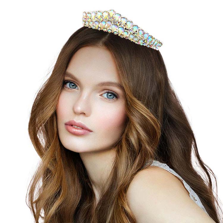 AB Silver Crystal Teardrop Cluster Pageant Queen Tiara, Perfect for adding just the right amount of shimmer & shine, will add a touch of beauty, and style to your hair sparkling all day & night long. The sparkling headpiece can be applied on various occasions such as Pageants, Birthdays, Gifts, photography, any special occasion.