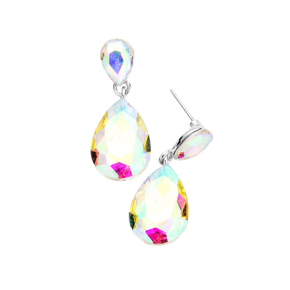 AB Silver Glass Crystal Teardrop Dangle Earrings, these teardrop earrings put on a pop of color to complete your ensemble & make you stand out with any special outfit. The beautifully crafted design adds a gorgeous glow to any outfit on special occasions. Crystal Teardrop sparkling Stones give these stunning earrings an elegant look. Perfectly lightweight, easy to wear & carry throughout the whole day.