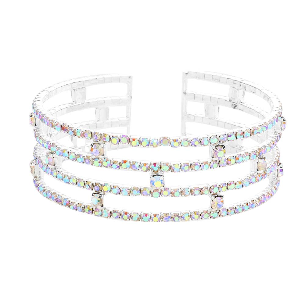 AB Silver Round Stone Accented Split Cuff Evening Bracelet, get ready with this round stone accented split cuff evening bracelet to receive the best compliments on any special occasion. It looks so pretty, bright, and elegant on any special occasion. Awesome gift for anniversaries, Valentine’s Day, or any special occasion.