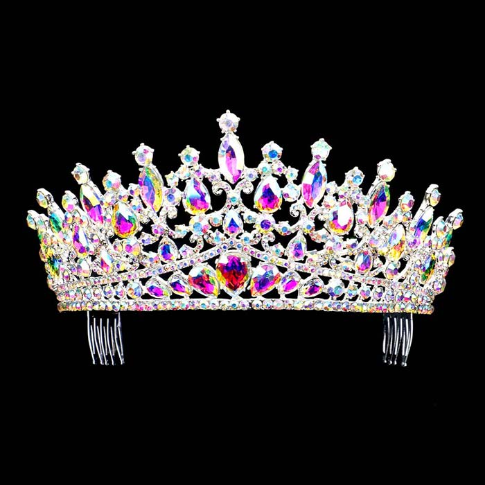 AB Silver Teardrop Marquise Stone Cluster Princess Tiara, The stunning hair accessory is really beautiful, Pretty, and lightweight. Makes You More Eye-catching at special events and wherever you go. Perfect for adding just the right amount of shine, will add a touch of beauty, and style to your wedding, prom, or special events,
