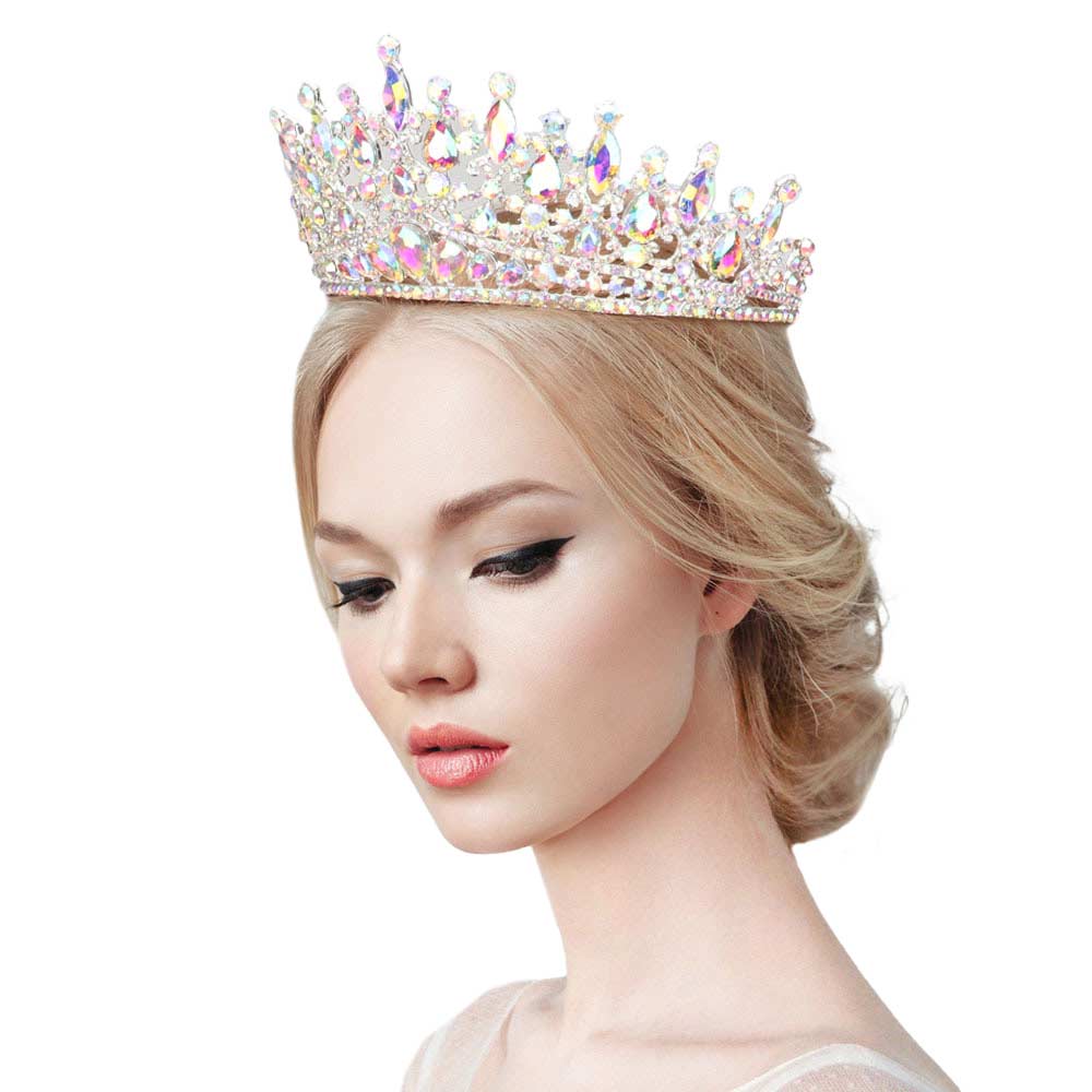 AB Silver Teardrop Marquise Stone Cluster Princess Tiara, The stunning hair accessory is really beautiful, Pretty, and lightweight. Makes You More Eye-catching at special events and wherever you go. Perfect for adding just the right amount of shine, will add a touch of beauty, and style to your wedding, prom, or special events,