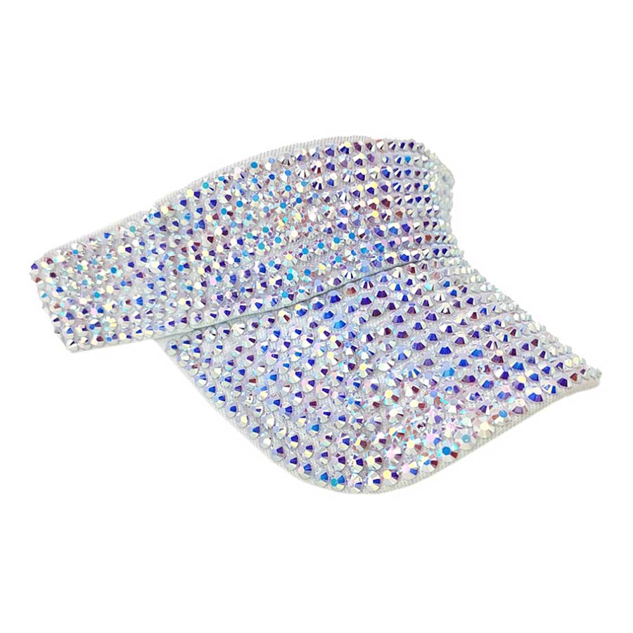 Ab White Bling Studded Visor Hat, Keep your styles on even when you are relaxing at the pool or playing at the beach. Large, comfortable, and perfect for keeping the sun off of your face, neck, and shoulders. Perfect summer, beach accessory. Ideal for travelers who are on vacation or just spending some time in the great outdoors. Also suit for hip-hop dancing, rock, and punk styles.