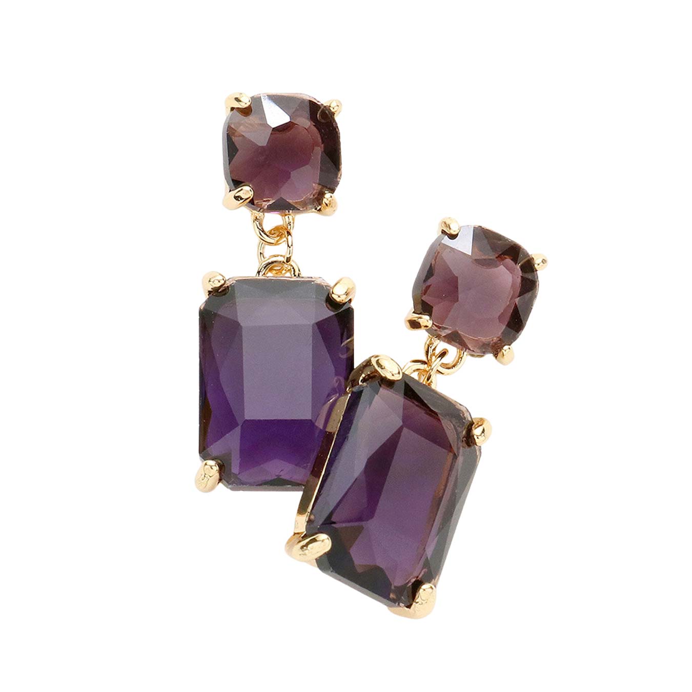 Amethyst Square Rectangle Link Dangle Evening Earrings, Beautiful Square Rectangle shaped dangle earrings. These elegant, comfortable earrings can be worn all day to dress up any outfit. The elegance of these earrings puts on a pop of color to complete your ensemble. The perfect accessory for adding just the right amount of shimmer and a touch of class to special events.