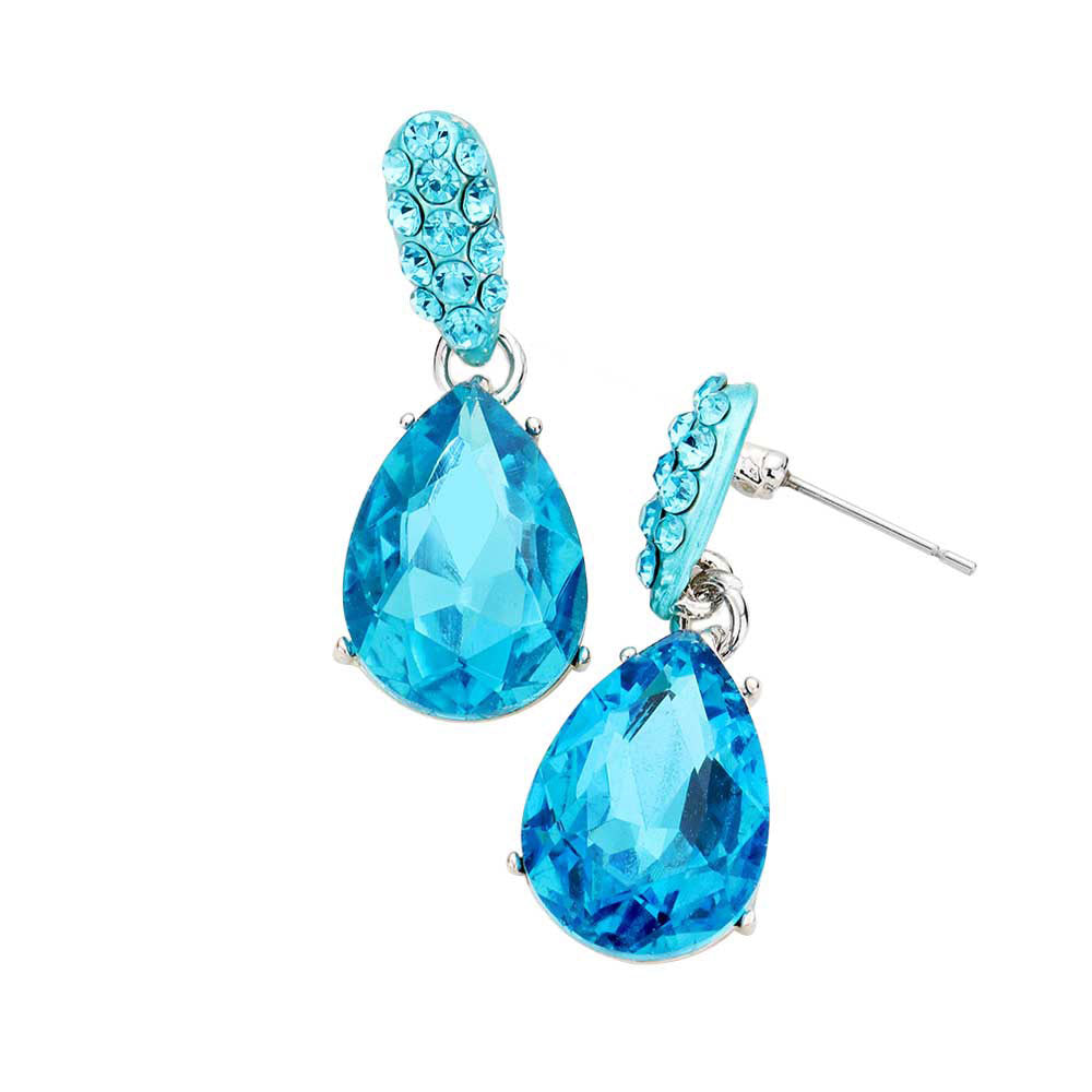 Aqua Crystal Teardrop Rhinestone Pave Evening Earrings, Add a pop of color to your ensemble, just the right amount of shimmer & shine, touch of class, beauty and style to any special events. These ultra-chic rhinestone earrings will take your look up a notch and add a gorgeous glow to any outfit with a touch of perfect class. Jewelry that fits your lifestyle and makes your moments awesome!