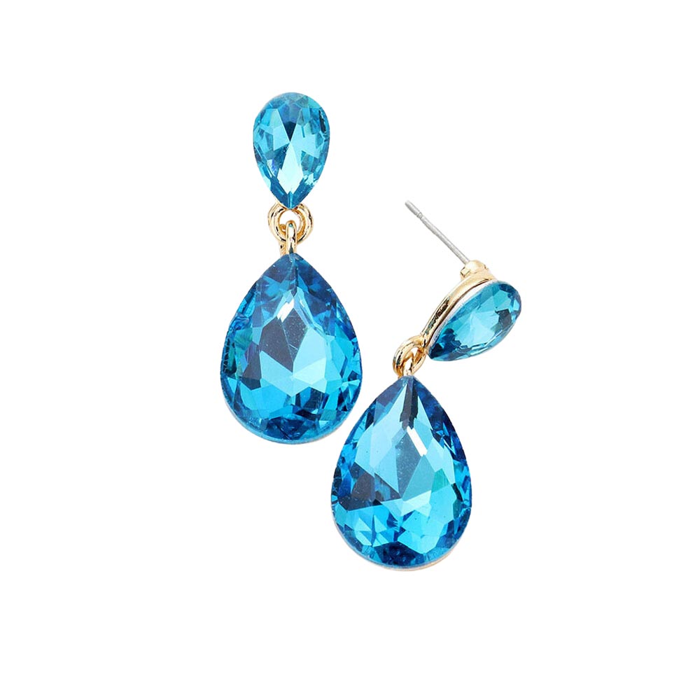 Aqua Glass Crystal Teardrop Dangle Earrings, these teardrop earrings put on a pop of color to complete your ensemble & make you stand out with any special outfit. The beautifully crafted design adds a gorgeous glow to any outfit on special occasions. Crystal Teardrop sparkling Stones give these stunning earrings an elegant look. Perfectly lightweight, easy to wear & carry throughout the whole day.