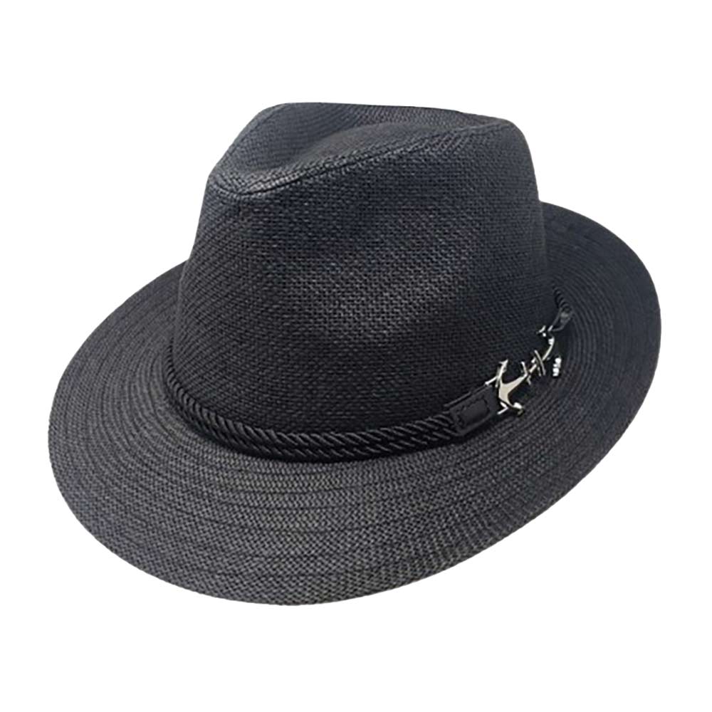 Black Anchor Band Accented Straw Panama Sun Hat, fashionable design, and vibrant color will make you more attractive. It's a great accessory for any outfit. whether you’re basking under the summer sun at the beach, lounging by the pool, or kicking back with friends at the lake, these sun hats can keep you cool and comfortable even when the sun is high in the sky.