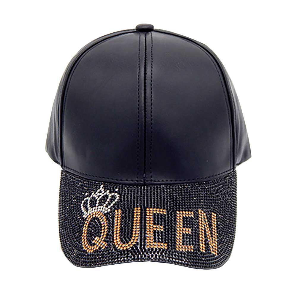 Black Bling Queen Message Baseball Cap, High quality embroidered "Queen " Message on front, inspirational hat. Get your head in the game with this well-constructed baseball-style cap. perfect for the festive season, embrace the festive spirit with these Queen Message Cap, and keep your hair out of your face and eyes by wearing this comfortable baseball cap during all your outdoor activities like sports and camping!