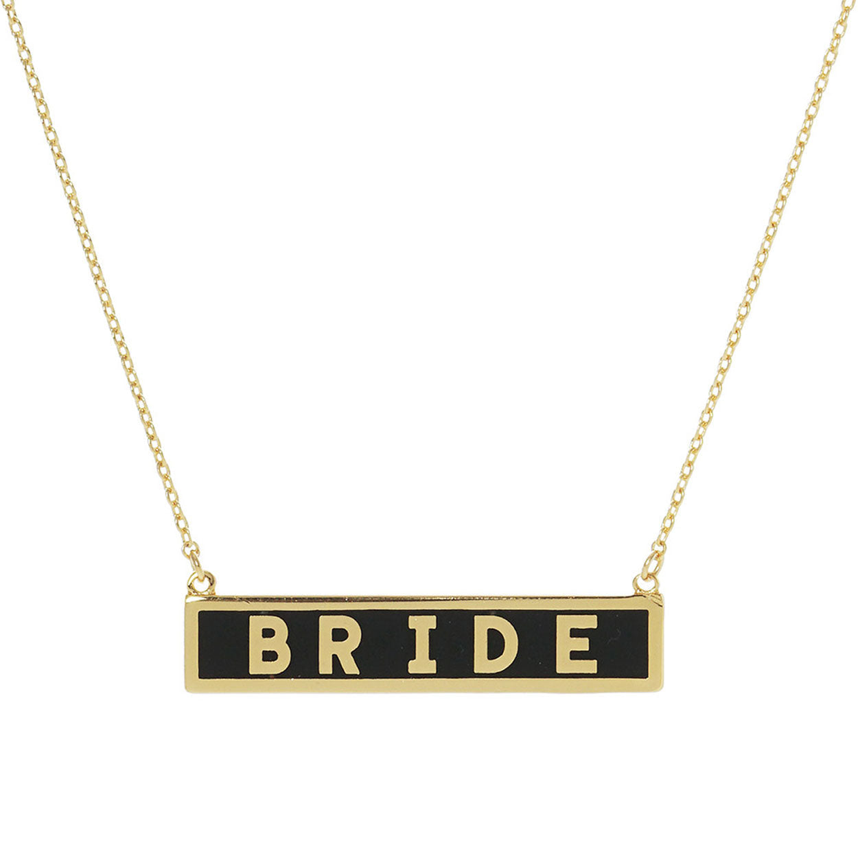 Black Bride Gold Dipped Enamel Rectangle Message Pendant Necklace, these bridal dipped necklace can light up any outfit, This piece is versatile and goes with practically anything! Make your wife feel special by giving this pendant necklace as a gift and expressing your love for your wife on this special ocaassion. This Pendant Necklace is perfect gift for all the special women in your life, be it mother, wife, sister or daughter.