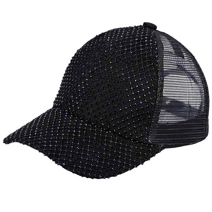 Black C C Rhinestone Net Baseball Cap, features an embroidered smile face patch on the front, bringing a smile to everyone you pass by and showing your kindness to others. This beautiful baseball cap is comfortable to wear for a long time in hot weather. Perfect gifts for holidays, Mardi, Valentine’s Day, or any occasion.