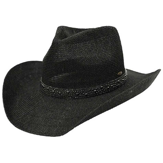 Black C.C Black Pearl Rhinestone Trim Cowboy Hat, get ready with this rhinestone cowboy hat to receive the best compliments on any special occasion. It looks so pretty, bright, and elegant on any special occasion. These cowboy hats are perfect for parties, Evenings, brides, bridal parties, and any other special occasion.