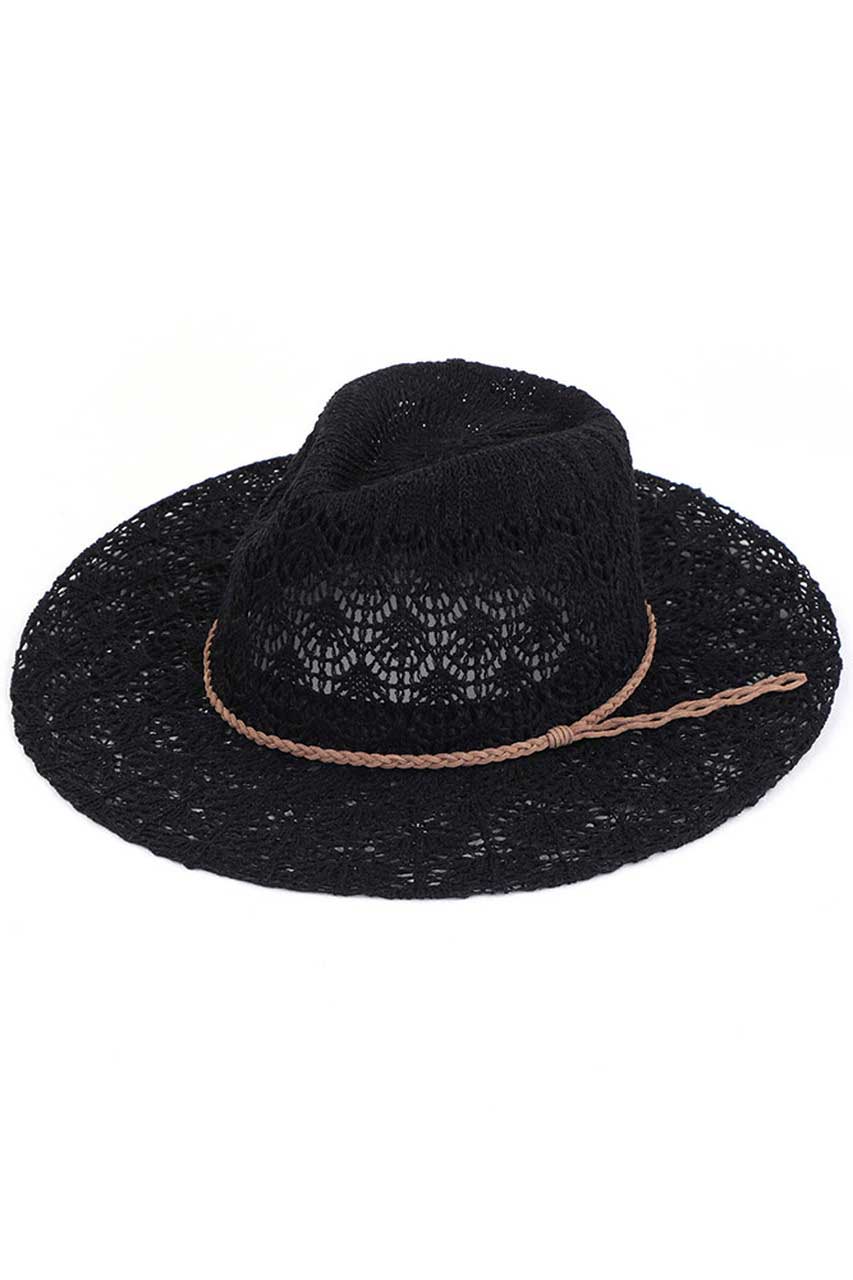 Black C.C Horseshoe Lace Knitting Panama Hat, whether you’re basking under the summer sun at the beach, lounging by the pool, or kicking back with friends at the lake, a great hat can keep you cool and comfortable even when the sun is high in the sky. Comfortable, and perfect for keeping the sun off of your face, neck, and shoulders, ideal for travelers who are on vacation or just spending some time in the great outdoors.