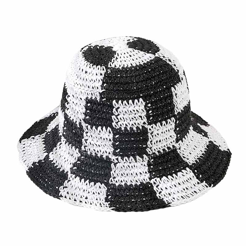 Black Checkerboard Patterned Straw Bucket Hat, fashionable design, and vibrant color will make you more attractive. It's a great accessory for any outfit. Whether you’re basking under the summer sun at the beach, lounging by the pool, or kicking back with friends at the lake, these straw bucket hats can keep you cool and comfortable even when the sun is high in the sky.
