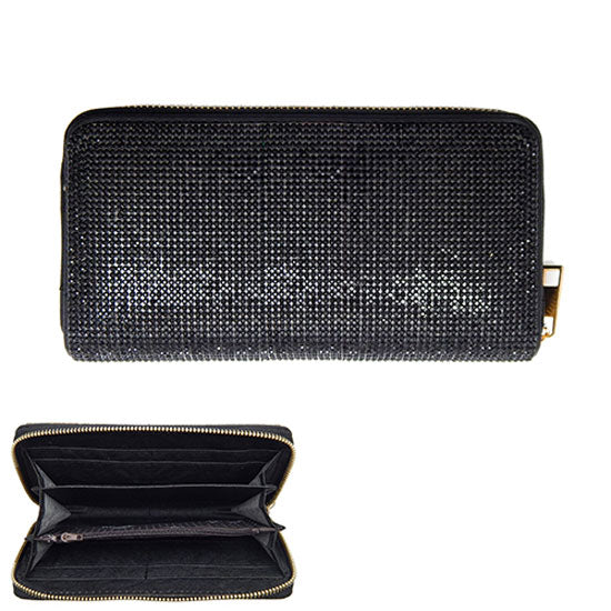 Black Crystal Rhinestone Pave Zipper Wallet, look like the ultimate fashionista, beautiful Crystal Rhinestone Zipper Wallet. Perfect for money, credit cards, keys or coins and many more things, light and gorgeous. Versatile enough for carrying straight through the week, perfectly lightweight to having around all day. Perfect Birthday Gift, Anniversary Gift, Just Because Gift, Mother's day Gift, Summer, & night out on the beach etc.