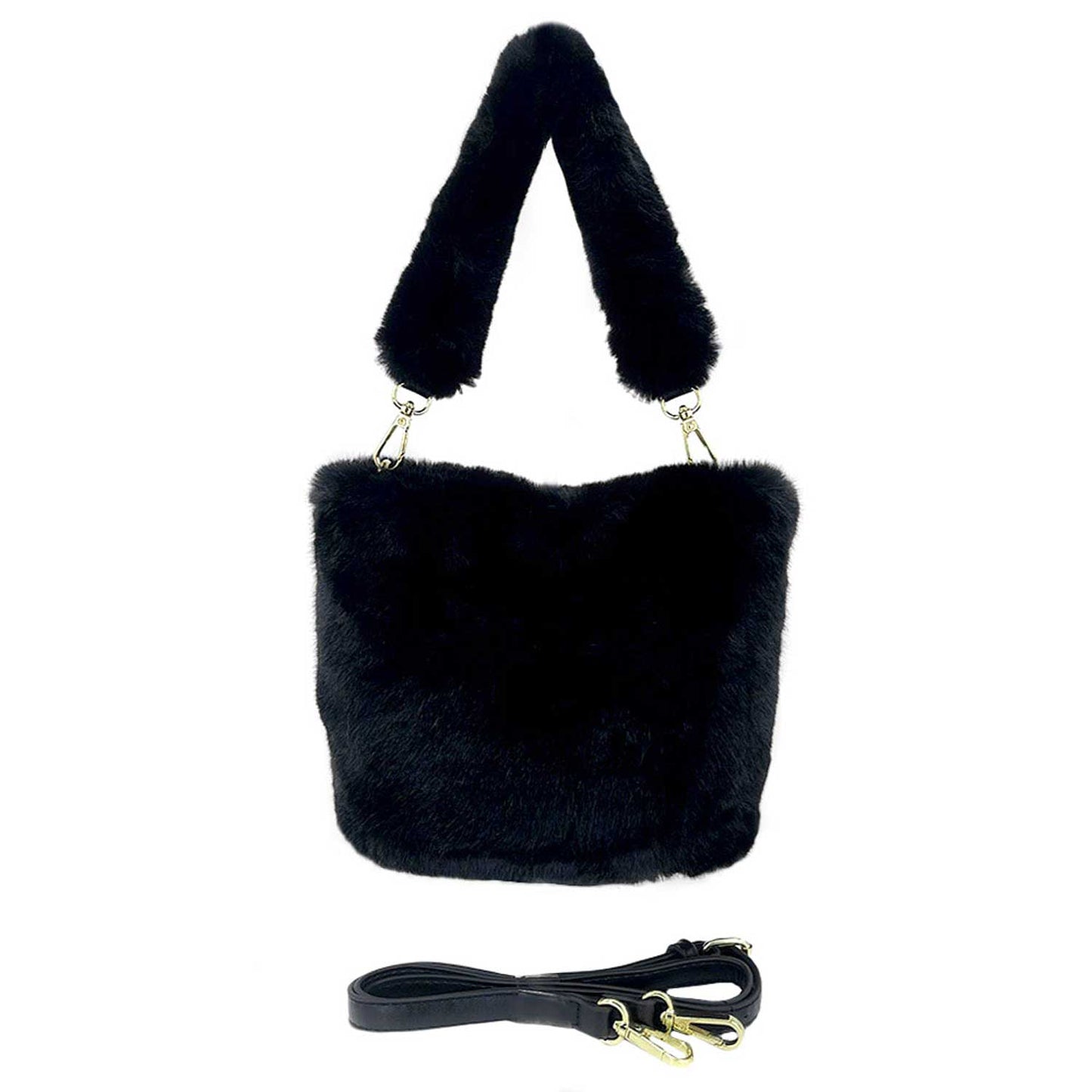 Black Fashionable Solid Faux Fur Tote Crossbody Bag, this cute and attractive crossbody bag is awesome to show your trendy choice that will make you stand out. It gives you the best support for carrying the handy stuff. Have fun and look stylish with this beautiful crossbody bag that will amp up your attire surely. It's versatile enough for wearing straight through the week. Perfectly lightweight to carry around all day.
