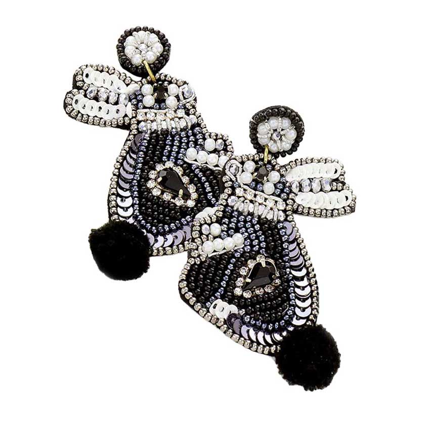 Black Felt Back Pom Pom Point Sequin Beaded Easter Bunny Earrings, perfect for the festive season, embrace the Easter spirit with these earrings, these adorable dainty gift earrings are bound to cause a smile or two. Surprise your loved ones on this Easter Sunday occasion, great gift idea for Wife, Mom, or your Loving One.