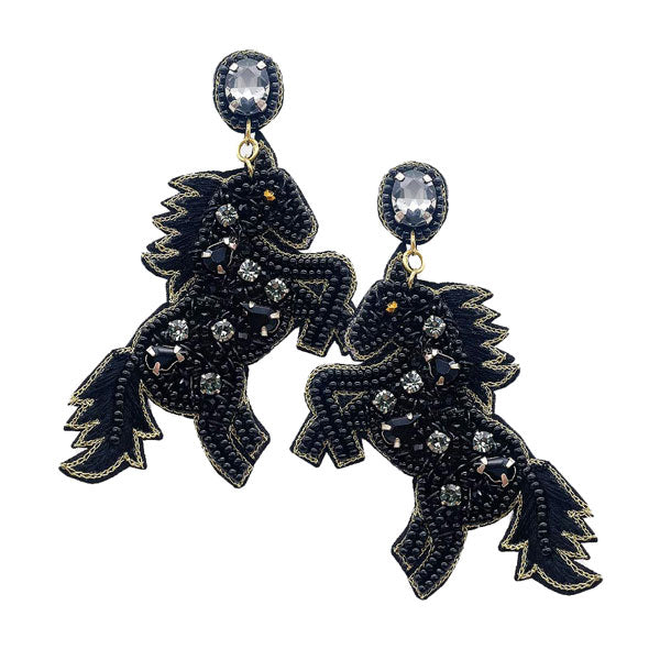 Black Felt Back Stone Seed Beaded Pony Dangle Earrings, put on a pop of color to complete your ensemble. Perfect for adding just the right amount of shimmer & shine and a touch of class to special events. Perfect Birthday Gift, Anniversary Gift, Mother's Day Gift, Graduation Gift.