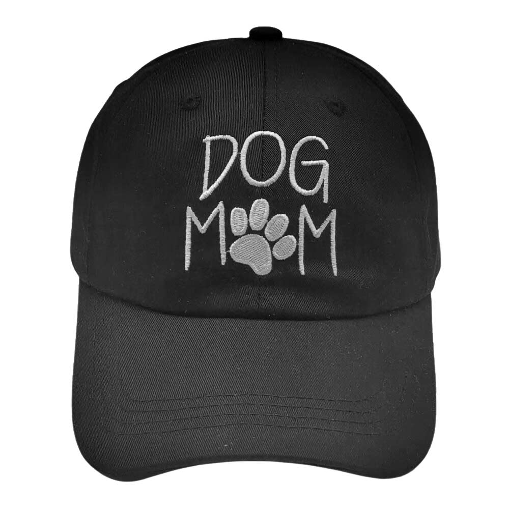 Black Paw Pointed Dog Mom Message Baseball Cap, this cute dog mom message baseball cap for women is both functional and stylish! This baseball cap has the design "Dog Mom" screen printed on the front. Fun cool dog mother-themed message vintage cap perfect for those who love the animal and perfect for the mom who is in Charge!