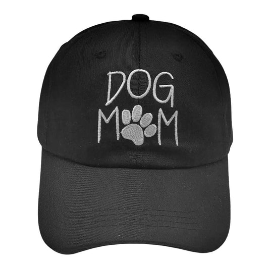 Black Paw Pointed Dog Mom Message Baseball Cap, this cute dog mom message baseball cap for women is both functional and stylish! This baseball cap has the design "Dog Mom" screen printed on the front. Fun cool dog mother-themed message vintage cap perfect for those who love the animal and perfect for the mom who is in Charge!