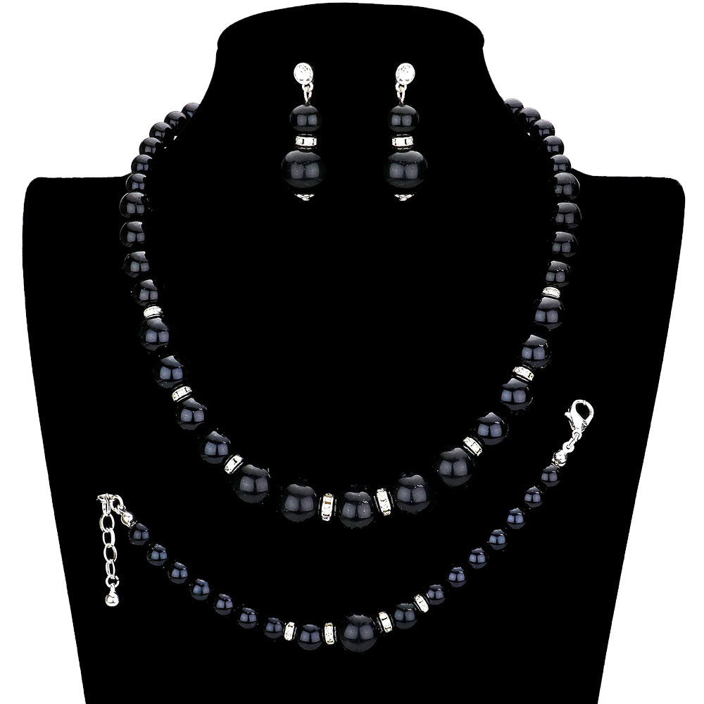 Black Pearl Necklace Bracelet Set, these gorgeous Pearl bracelets and necklaces will show your class on any special occasion with ultimate luxe. Look like the ultimate fashionista with this jewelry set! Add something special to your outfit this season and year-round with different color combinations! The elegance of these pearls goes unmatched, great for wearing at a party! Perfect jewelry to enhance your look with a glow.