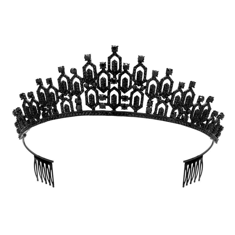 Black Rhinestone Open Hexagon Cluster Princess Tiara, The stunning hair accessory is really beautiful, Pretty, and lightweight. Makes You More Eye-catching at special events and wherever you go. These are Perfect Birthday Gifts, Anniversary Gifts, and Graduation. Show your royalty with this Hexagon Cluster Princess Tiara.