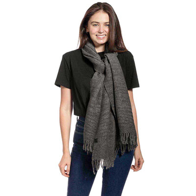 Black Striped Pattern Wool Mix Fringe Scarf. Amps up your look with this soft, highly versatile striped pattern wool mix fringe scarf that gives a lot of options to dress up your attire.This fringe scarf combines great fall style with comfort and warmth. It goes well with everything from jeans and a tee to work trousers and a sweater. Great for daily wear in the cold winter to protect you against the chill.