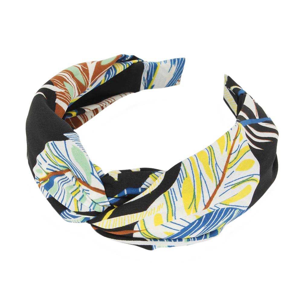 Black Tropical Leaf Patterned Twisted Headband, create a natural & beautiful look while perfectly matching your color with the easy-to-use leaf-twisted headband. Push your hair back and spice up any plain outfit with this tropical leaf patterned headband! Be the ultimate trendsetter & be prepared to receive compliments wearing this chic headband with all your stylish outfits!