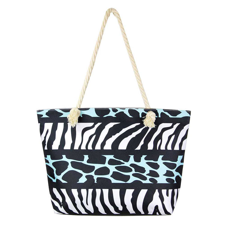 Black White Animal Zebra Print Beach Bag, Whether you are out shopping, going to the pool or beach, this zebra print bag is the perfect accessory. Spacious enough for carrying any and all of your seaside essentials. The soft rope straps really helps carrying this tie due shoulder bag comfortably. Folds flat for easy packing. Perfect Birthday Gift, Anniversary Gift, Mother's Day Gift, Vacation Getaway or Any Other occasions.