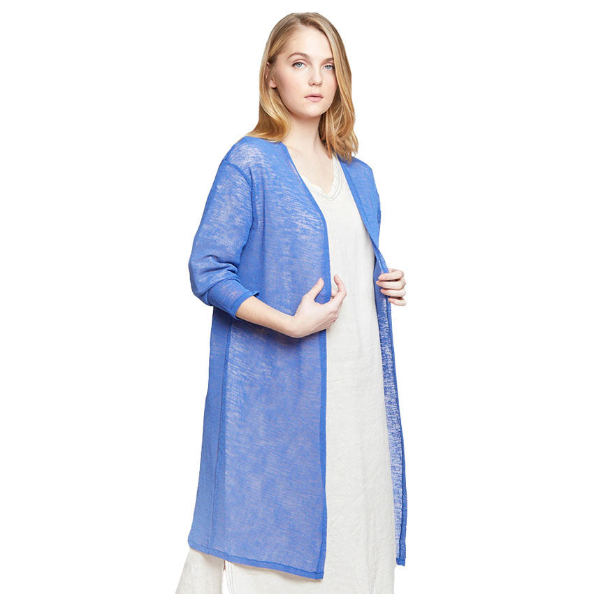 Blue Sheer Lightweight Kimono Cardigan. This Summer Cardigans are Made of high-quality material that is very soft and breathable. Sheer Lightweight Kimono Cardigan suitable to wear with Jeans, Shorts, T-shirt, Midi Skirt and Dresses! Perfect for Vacation, Office, Home, Evening Party Spring, Summer and Fall.