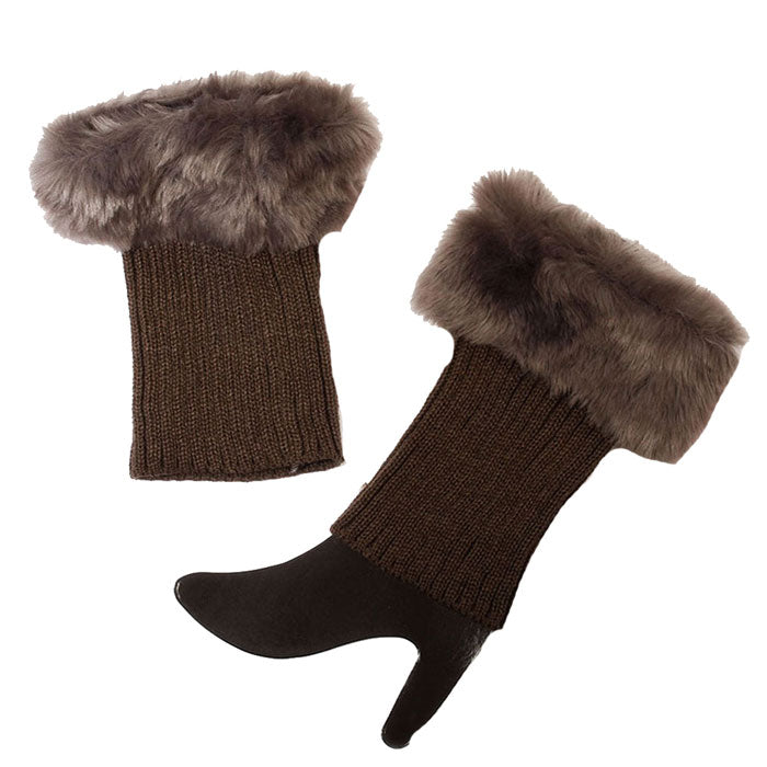 Brown Faux Fur Cuff Knit Leg Warmers, soft cutie pie leg warmer will shield your legs from cold winter weather ensuring all day comfort.Leg Warmers is soft, comfortable and warm adding a touch of sleek style to your look, show off your trendsetting style when you wear this leg warmer and be protected in the cold winter winds.