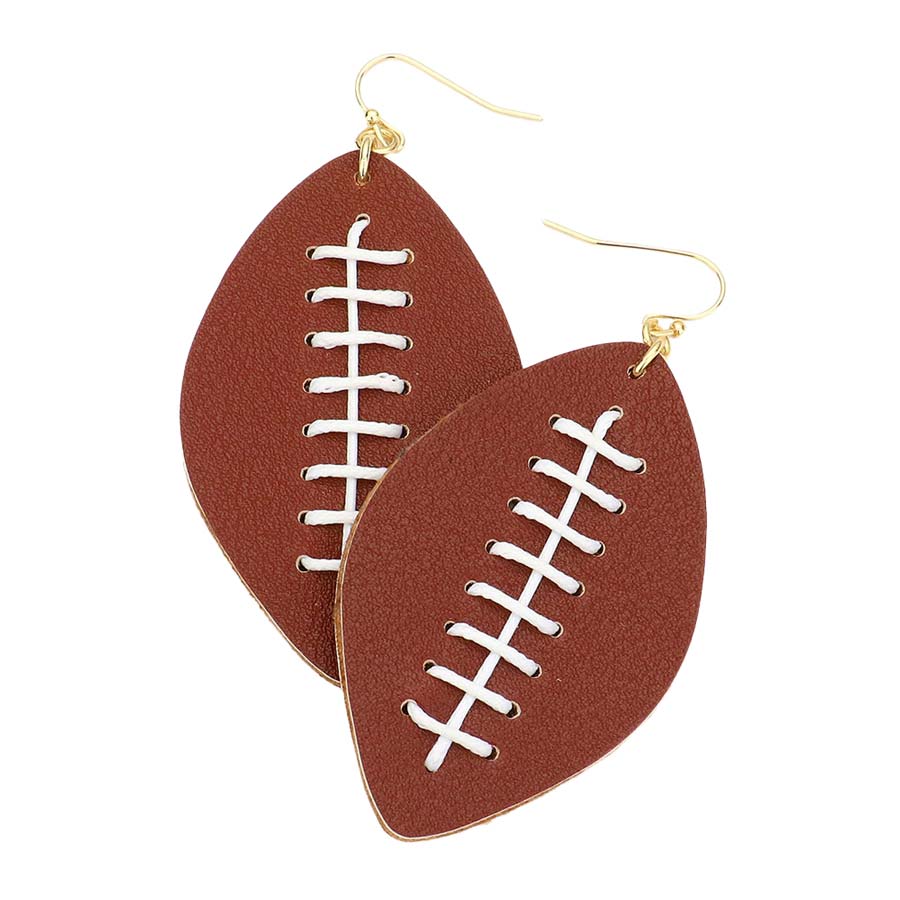 Brown Faux Leather Football Dangle Earrings, are beautifully crafted to cheer your favorite team up at the gallery or anywhere else to make you stand out of the crowd and attractive. Show your trendy choice and declare your presence. Gift someone or yourself these ultra-chic earrings to take a look up a notch. These sports-themed earrings are versatile enough for wearing straight through the week.