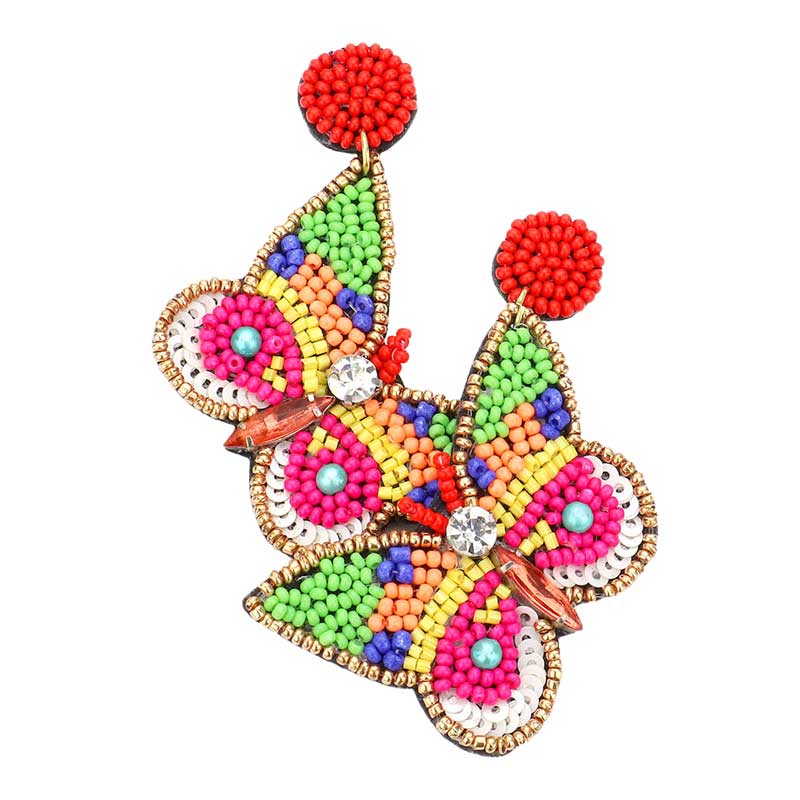 Brown Felt Back Butterfly Beaded Dangle Earrings, Seed Bead Butterfly Dangle Earrings fun handcrafted jewelry that fits your lifestyle, adding a pop of pretty color. Enhance your attire with this vibrant handcrafted beautiful modish statement jewelry! These cute seed beads butterfly earrings for women are the perfect accessory to compliment your outfit. Perfect Birthday Gift, Anniversary Gift, Mother's Day Gift, Graduation Gift, Prom Jewelry, Just Because Gift, Thank you Gift.