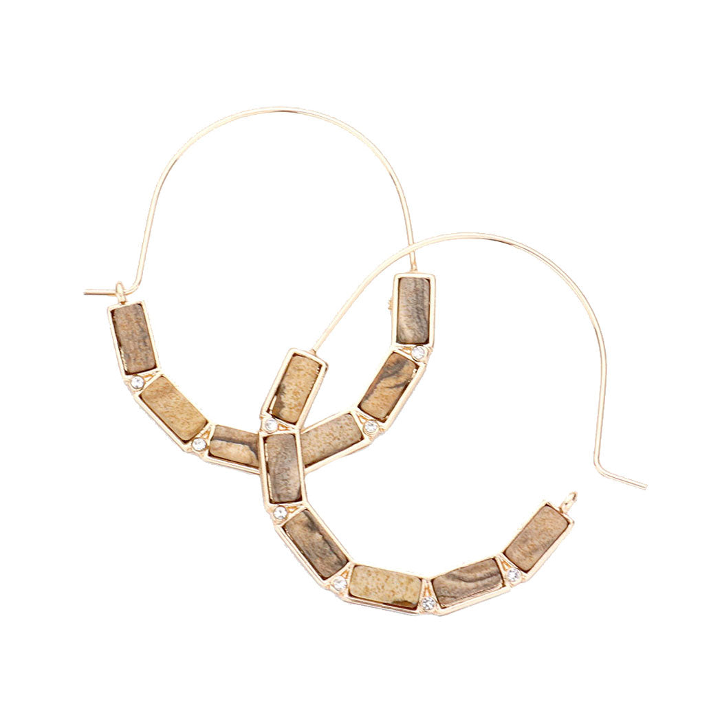Brown Omega Closure Semi Precious Rectangle Earrings, put on a pop of color to complete your ensemble. Perfect for adding just the right amount of shimmer & shine and a touch of class to special events. Perfect Birthday Gift, Anniversary Gift, Mother's Day Gift, Graduation Gift.