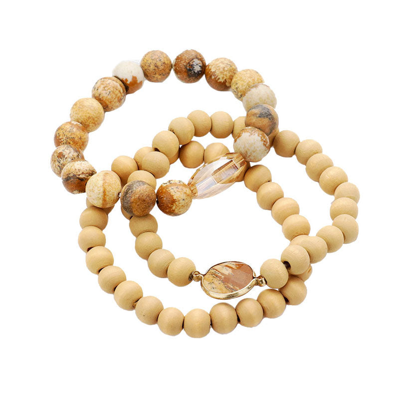 Brown Semi Precious Wood Beaded Layered Bracelets. Beautifully crafted design adds a gorgeous glow to any outfit. Jewelry that fits your lifestyle! Perfect Birthday Gift, Anniversary Gift, Mother's Day Gift, Anniversary Gift, Graduation Gift, Prom Jewelry, Just Because Gift, Thank you Gift.