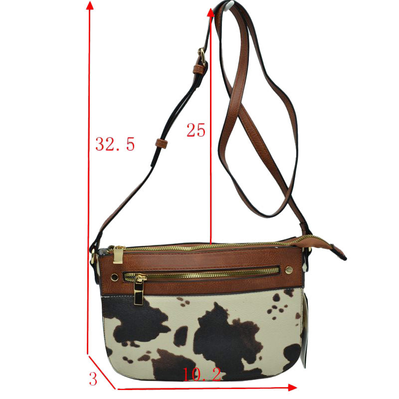 Brown Stylish Cowprint Pattern Crossbody Handbag, This Cowprint handbag can be worn crossbody or on the shoulder comfortably. This comfortable handbag is made of high-quality durable PU leather which is also beautiful at the same time. This handbag features one big compartment for your daily essentials and a little more. Show your trendy choice and smartness with this awesome cow-print bag.