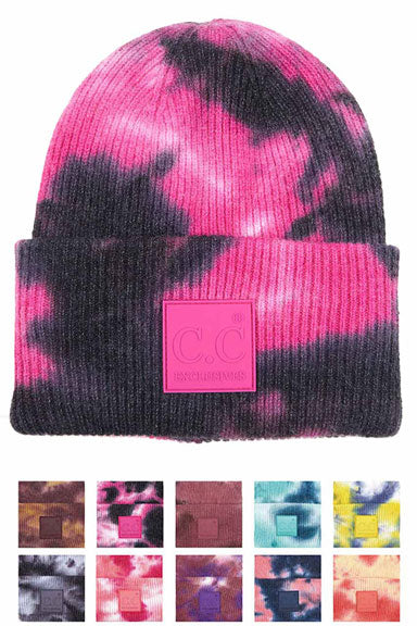 C.C Tie Dye Beanie With Rubber Patch, Before running out the door into the cool air, you’ll want to reach for this toasty beanie to keep you incredibly warm. Whenever you wear this beanie hat with you'll look like the ultimate stylist. Accessorize the fun way with this rubber patch hat, it's the autumnal touch you need to finish your outfit in style. Awesome winter gift accessory! Perfect Gift Birthday, Christmas, Stocking Stuffer, Secret Santa, Holiday, Anniversary, Valentine's Day, Loved One.