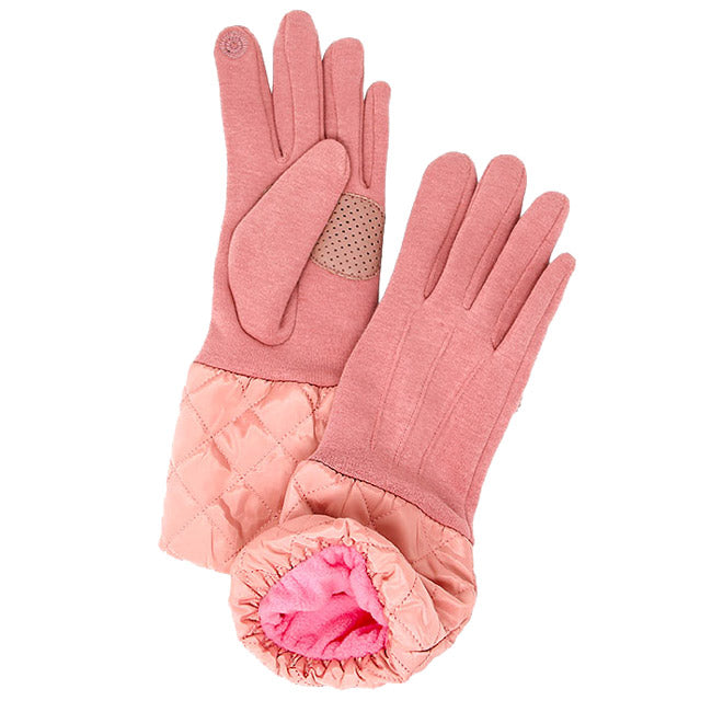 Chevron Cuff Fleece Lined Gloves Solid Quilted Tris Smart Touch Gloves, cozy warm design giving it a trendy, chic style, perfect addition to any winter ensemble. Sleek stylish matches your clothes easily. Tech-friendly at the index fingertip Perfect Gift Birthday, Christmas, Anniversary, Valentine's Day, Cold Weather