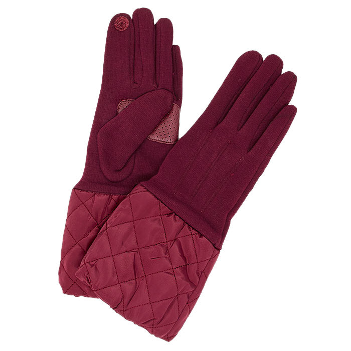 Chevron Cuff Fleece Lined Gloves Solid Quilted Tris Smart Touch Gloves, cozy warm design giving it a trendy, chic style, perfect addition to any winter ensemble. Sleek stylish matches your clothes easily. Tech-friendly at the index fingertip Perfect Gift Birthday, Christmas, Anniversary, Valentine's Day, Cold Weather