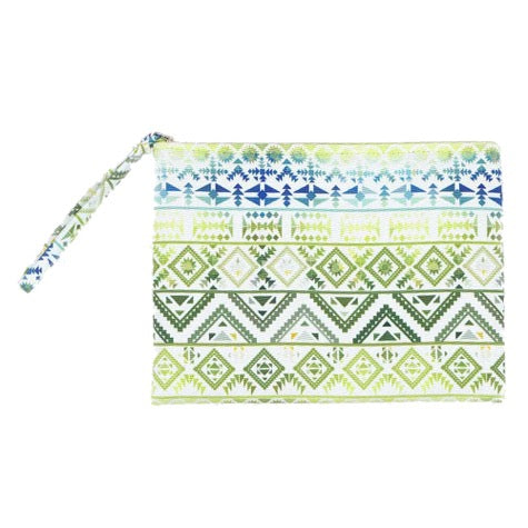 Green Colorful Tribal Pouch Clutch Bag Pouch Wristlet; perfect for money, credit cards, keys or coins, wristlet for easy carrying, light and simple. Put it in your bag and find it quickly with it's bright colors. Keep your hands free. Perfect Birthday Gift, Anniversary Gift, Beach Vacation, Thank you Gift, Just Because Gift
