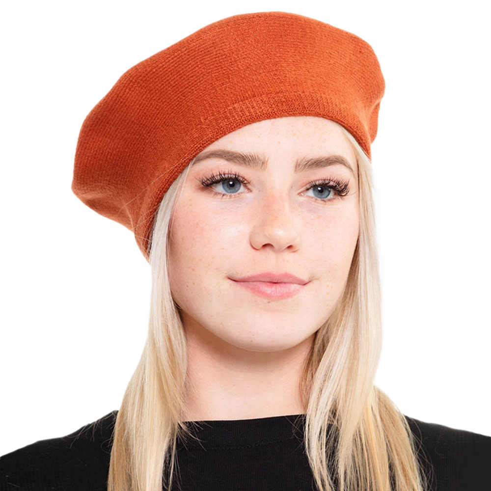 Coral Women Beret Hat Solid Color Stretchy Beret Cap, Stretchy Solid Beret Stylish Hat; this hat is snug on the head and works well to keep rain off the head, out of the eyes, and also the back of the neck. Wear it to lend a modern liveliness above a raincoat on trans-seasonal days in the city. Perfect Gift for that fashion-forward friend