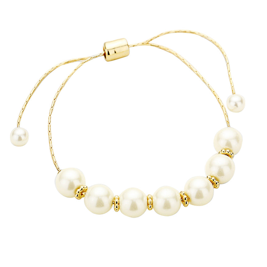 Cream Gold Pearl Cinch Bracelet, Get ready with this cinch bracelet and put on a pop of color to complete your ensemble. Perfect for adding just the right amount of shimmer & shine and a touch of class to special events. Wear with different outfits to add perfect luxe and class with incomparable beauty.